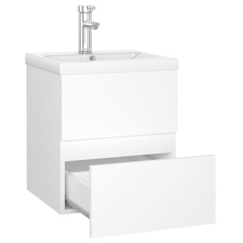 Meuble Vasque Avec Lavabo Intégré Blanc Aggloméré