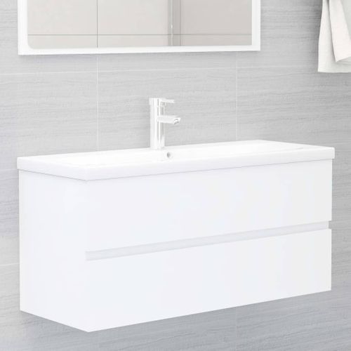 Meuble Vasque Avec Lavabo Intégré Blanc Aggloméré