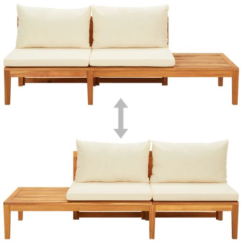 Banc De Jardin Avec Table Et Coussins Blanc Crème Teck Solide