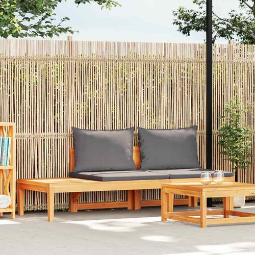 Banc De Jardin Avec Table Avec Coussins Gris Foncé Teck Solide