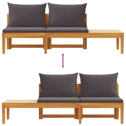 Banc De Jardin Avec Table Avec Coussins Gris Foncé Teck Solide