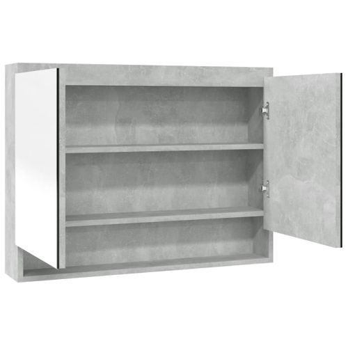 Armoire à Miroir De Salle De Bain 80x15x60 Cm Mdf Gris Béton