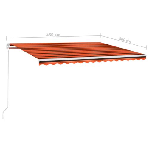 Auvent Automatique Capteur De Vent/led 450x300 Cm Orange Marron
