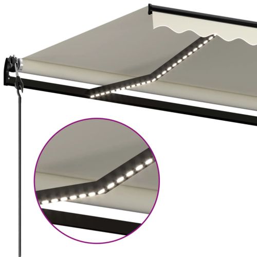 Auvent Automatique Avec Capteur De Vent Et LED 500x300 Cm Crème