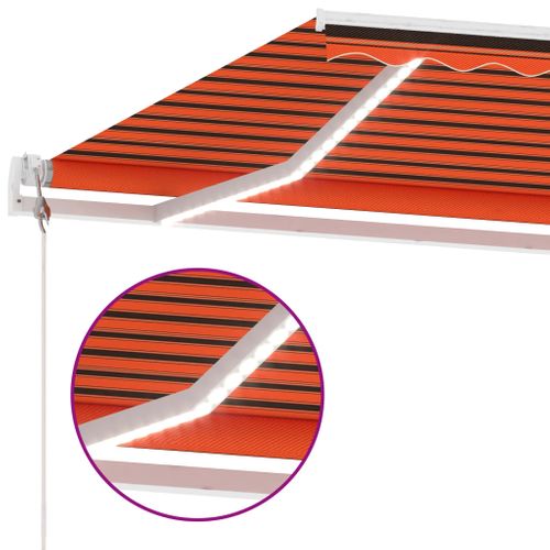 Auvent Automatique Capteur De Vent/led 350x250 Cm Orange/marron