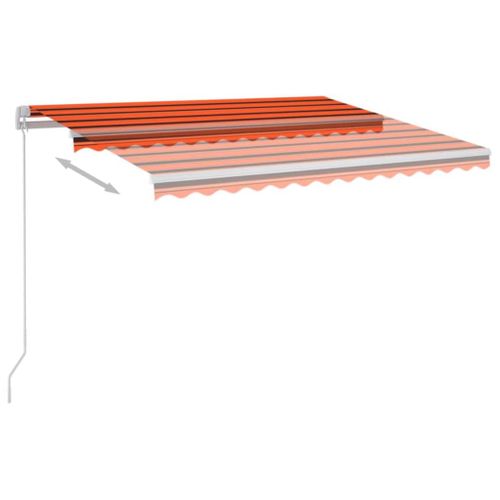 Auvent Automatique Capteur De Vent LED 3,5x2,5 M Orange Marron