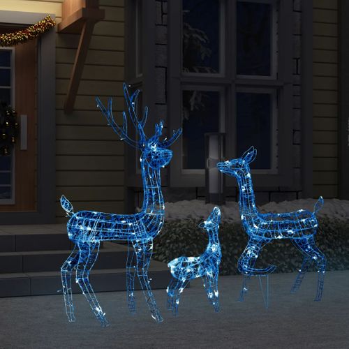 Famille De Rennes De Décoration Acrylique 300 LED Bleu