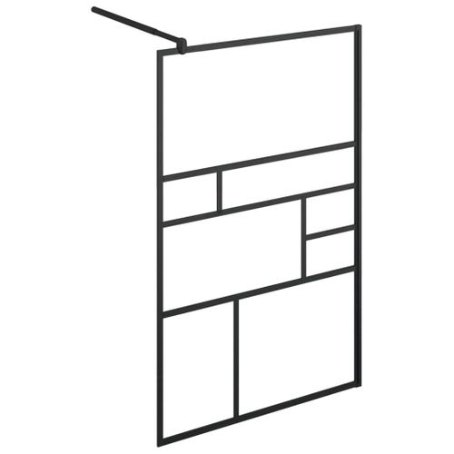 Paroi De Douche 100x195 Cm Verre Esg Transparent Cadre Alu Noir Barre Réglable