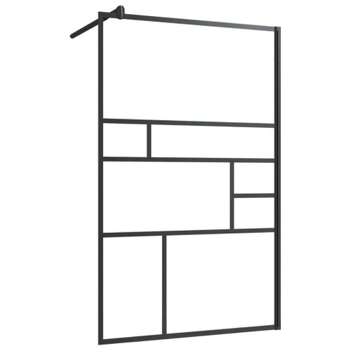 Paroi De Douche 100x195 Cm Verre Esg Transparent Cadre Alu Noir Barre Réglable