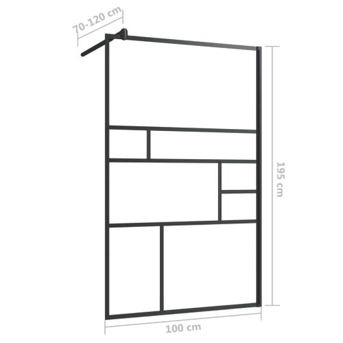 Paroi De Douche 100x195 Cm Verre Esg Transparent Cadre Alu Noir Barre Réglable