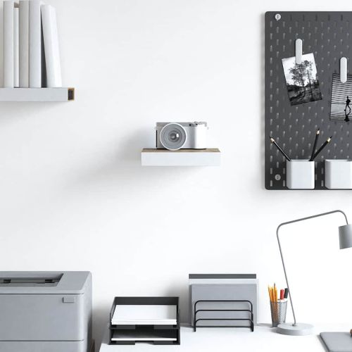 Étagère Murale Flottante Chêne Et Blanc 23x23,5x3,8 Cm Mdf