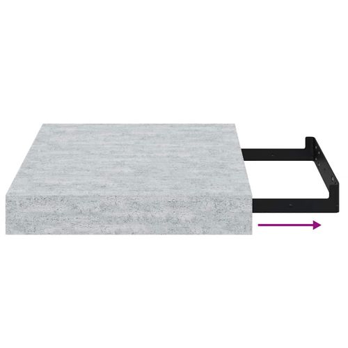 Étagère Murale Flottante Gris Béton 23x23,5x3,8 Cm Mdf