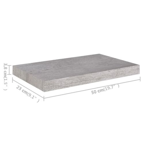 Étagère Murale Flottante Gris Béton 50x23x3,8 Cm Mdf