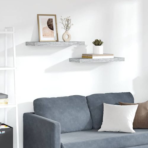 Étagères Murales Flottantes 2 Pièces Gris Béton 60x23,5x3,8 Cm Mdf