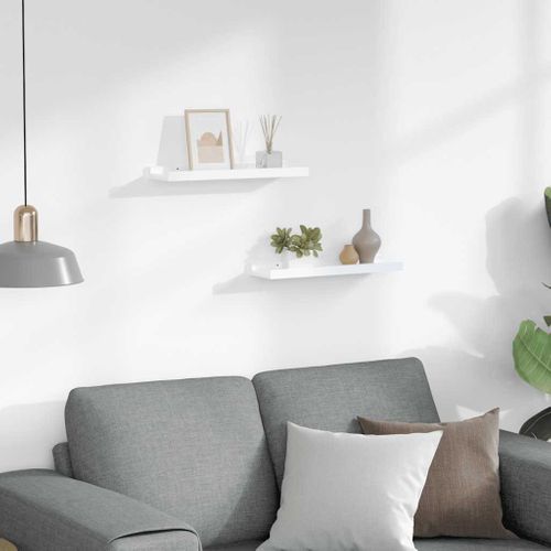 Étagères Murales 2 Pièces Blanc Brillant 40x9x3 Cm