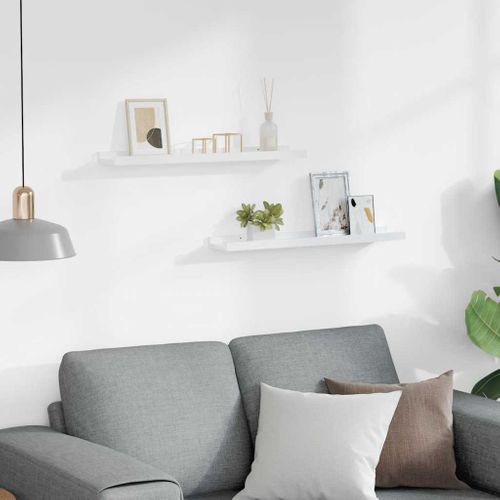 Étagères Murales 2 Pièces Blanc Brillant 60x9x3 Cm