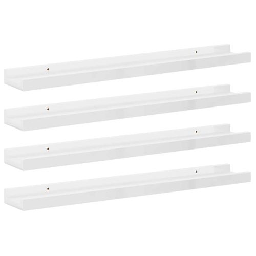 Étagères Murales 4 Pièces Blanc Brillant 60x9x3 Cm
