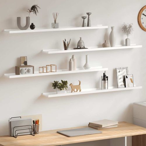Étagères Murales 4 Pièces Blanc Brillant 100x9x3 Cm
