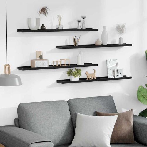 Étagères Murales 4 Pièces Noir 80x9x3 Cm