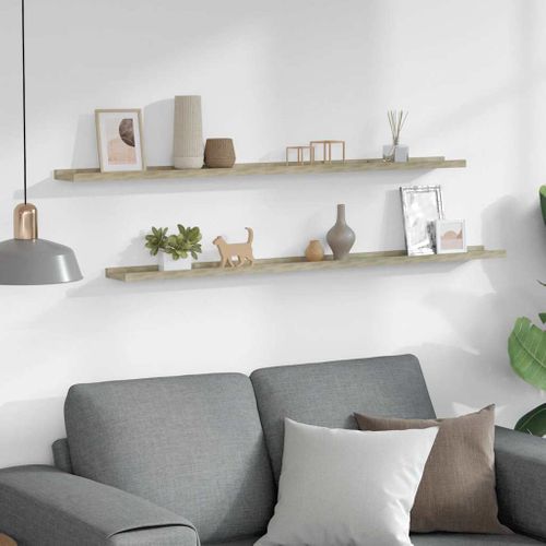 Étagères Murales 2 Pièces Chêne Sonoma 115x9x3 Cm