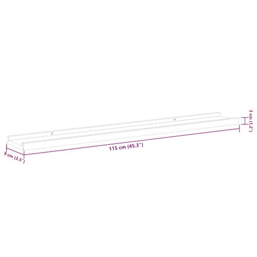 Étagères Murales 2 Pièces Chêne Sonoma 115x9x3 Cm