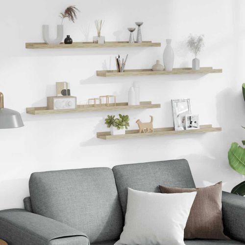 Étagères Murales 4 Pièces Chêne Sonoma 80x9x3 Cm