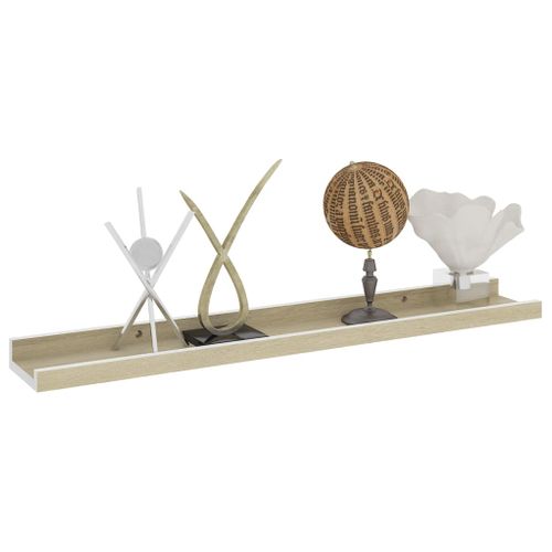 Étagères Murales 2 Pièces Blanc Et Chêne Sonoma 60x9x3 Cm