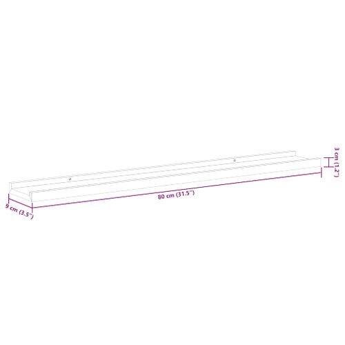 Étagères Murales 2 Pièces Gris Béton 80x9x3 Cm