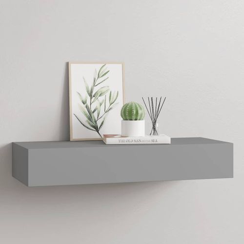 Étagère à Tiroir Murale Gris 60x23,5x10 Cm Mdf