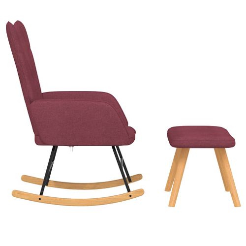Chaise à Bascule Avec Tabouret Rouge Bordeaux Tissu