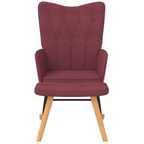 Chaise à Bascule Avec Tabouret Rouge Bordeaux Tissu