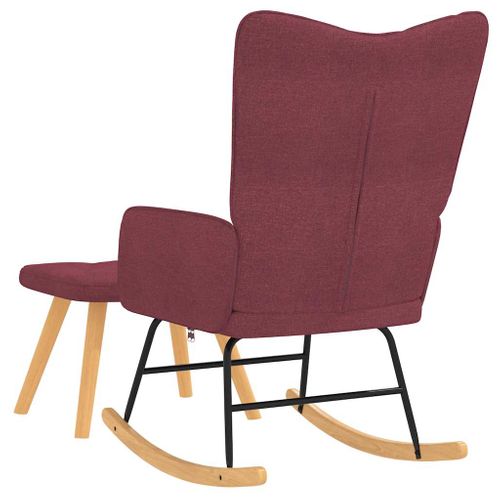 Chaise à Bascule Avec Tabouret Rouge Bordeaux Tissu