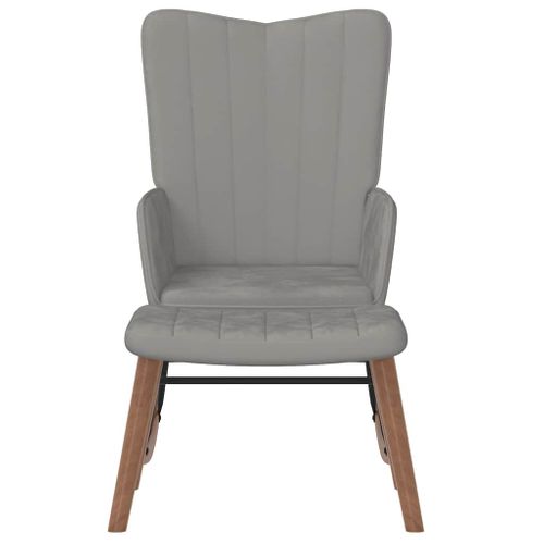 Chaise à Bascule Avec Repose-pied Gris Clair Velours