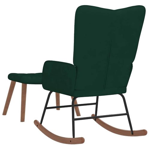 Chaise à Bascule Avec Repose-pied Vert Foncé Velours