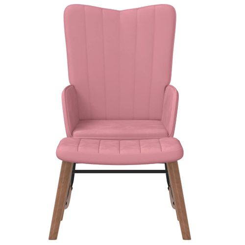 Chaise à Bascule Avec Repose-pied Rose Velours