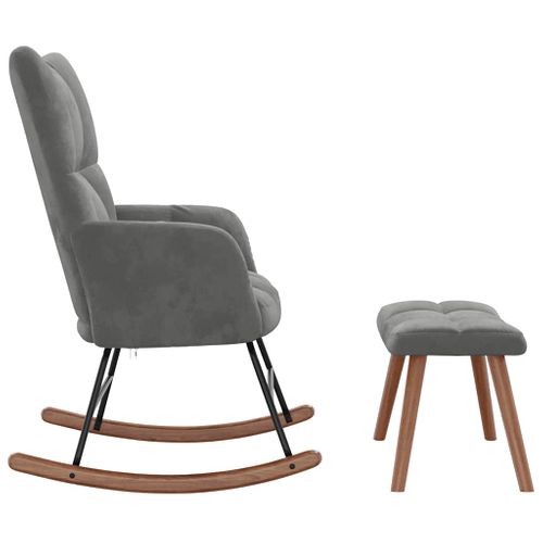 Chaise à Bascule Avec Repose-pied Gris Foncé Velours