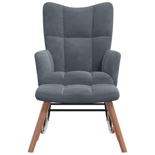 Chaise à Bascule Avec Repose-pied Gris Foncé Velours