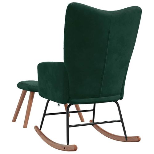 Chaise à Bascule Avec Repose-pied Vert Foncé Velours