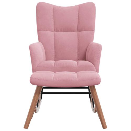 Chaise à Bascule Avec Repose-pied Rose Velours