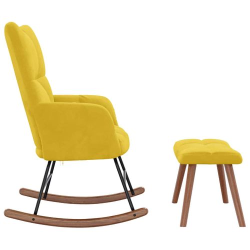 Chaise à Bascule Avec Repose-pied Jaune Moutarde Velours