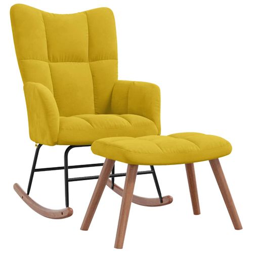 Chaise à Bascule Avec Repose-pied Jaune Moutarde Velours