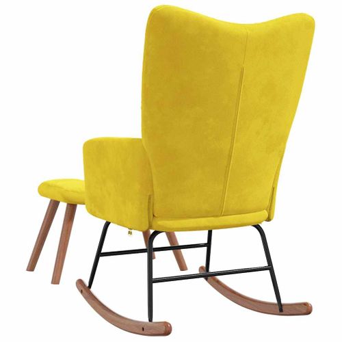 Chaise à Bascule Avec Repose-pied Jaune Moutarde Velours