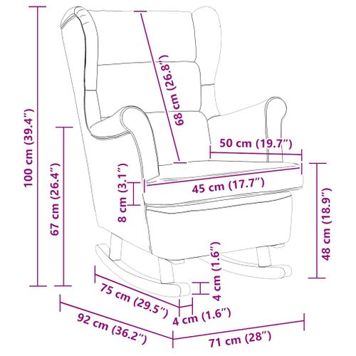 Fauteuil à Bascule à Oreilles En Velours Vert Clair Bois Massif