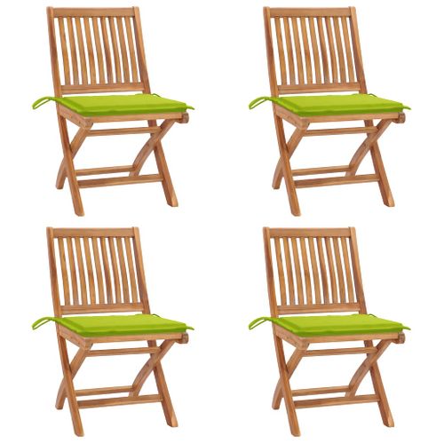 Chaises Pliables De Jardin Avec Coussins 4 PCs Teck Solide