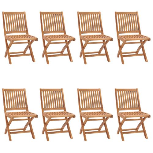 Chaises Pliables De Jardin Avec Coussins 8 PCs Teck Solide