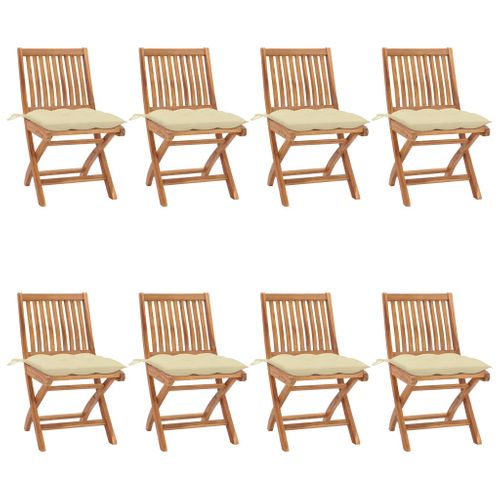 Chaises Pliables De Jardin Avec Coussins 8 PCs Teck Solide