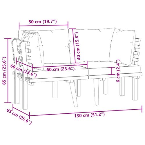 Canapé De Jardin 2 Places Avec Coussins Bois D'acacia Massif
