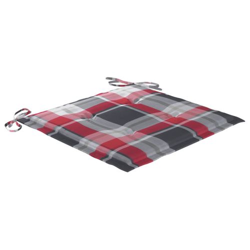 Chaises De Jardin 6 PCs Et Coussins Carreaux Rouge Bois De Teck