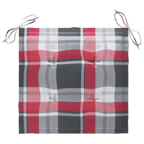 Chaises De Jardin 6 PCs Et Coussins Carreaux Rouge Bois De Teck