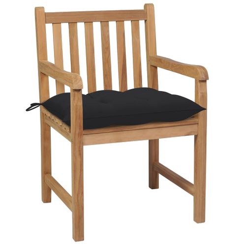 Chaises De Jardin Lot De 6 Et Coussins Noir Bois De Teck Solide